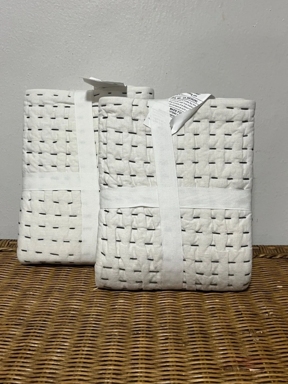 Pottery Barn Wheaton Pickstitch Shams.  Sz. Standard.  Set of 2